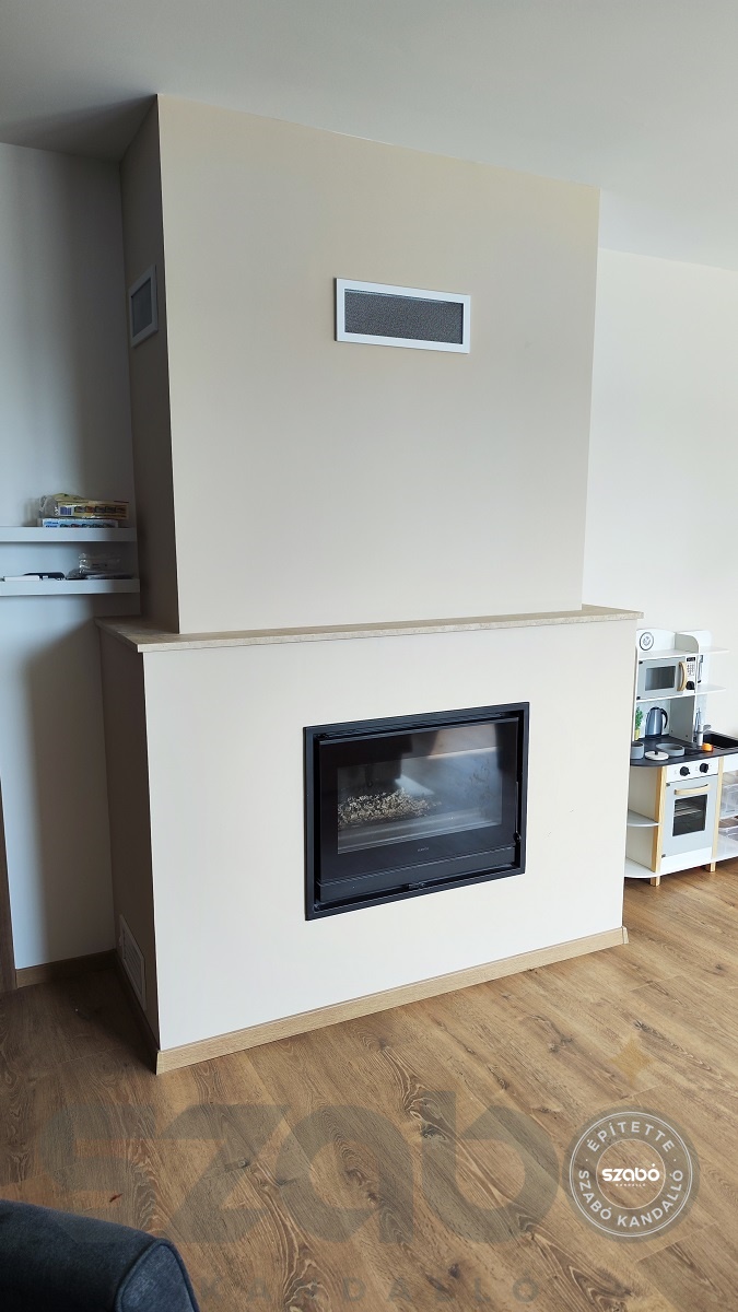 167.c Minimál kandalló, SUPRA síküveges tűztérrel, első begyújtás, Szabó Kandalló