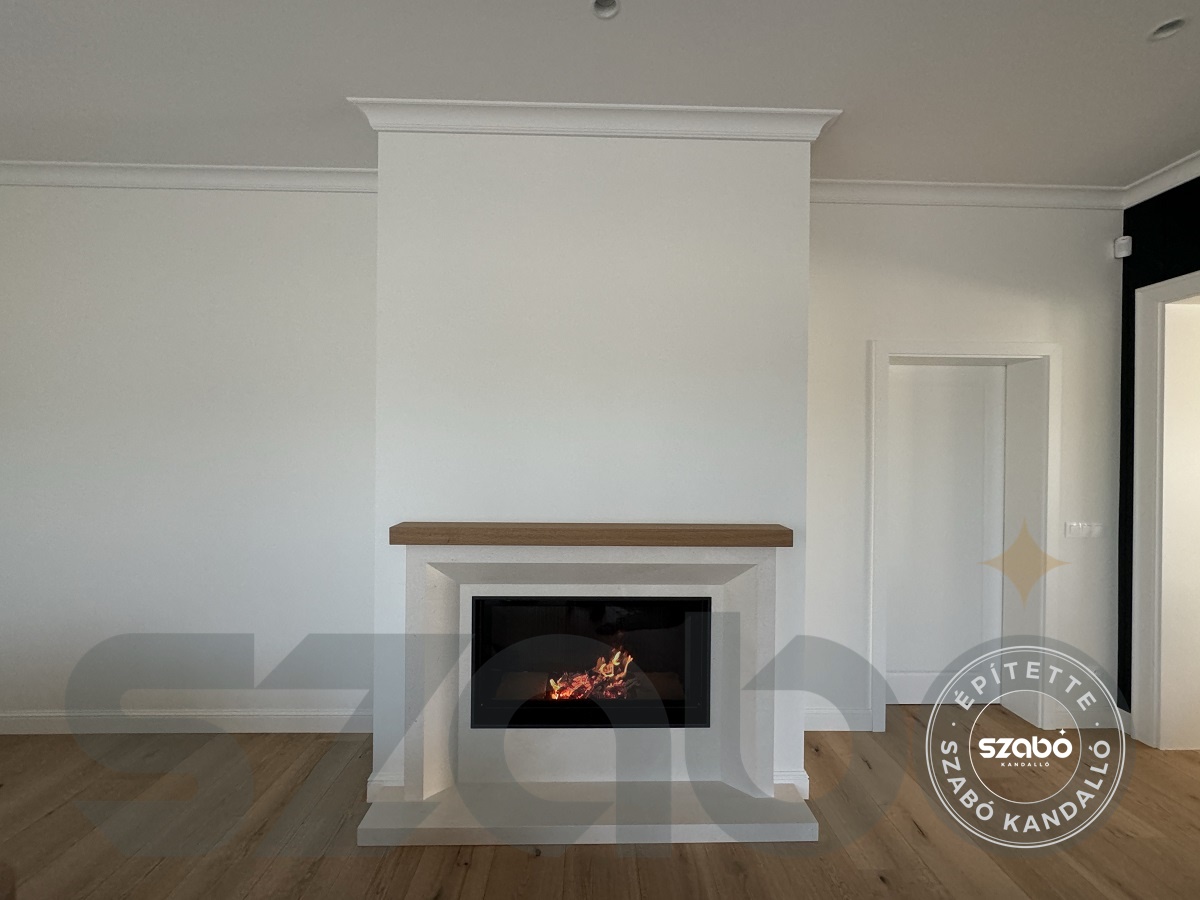 186.b Klasszikus Kandalló, Brunner 5. generációs síküveges tűztérbetéttel, Szabó Kandalló