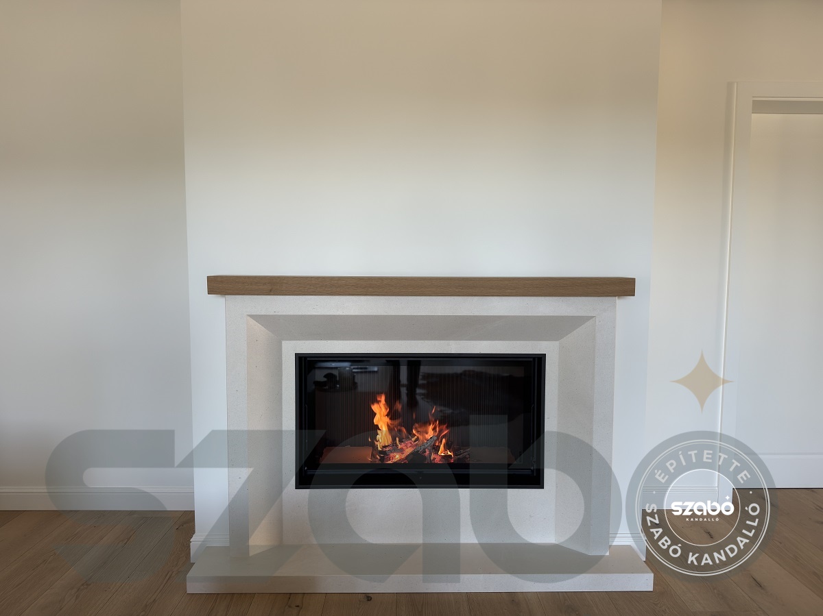 186.d Klasszikus Kandalló, Brunner 5. generációs síküveges tűztérbetéttel, Szabó Kandalló