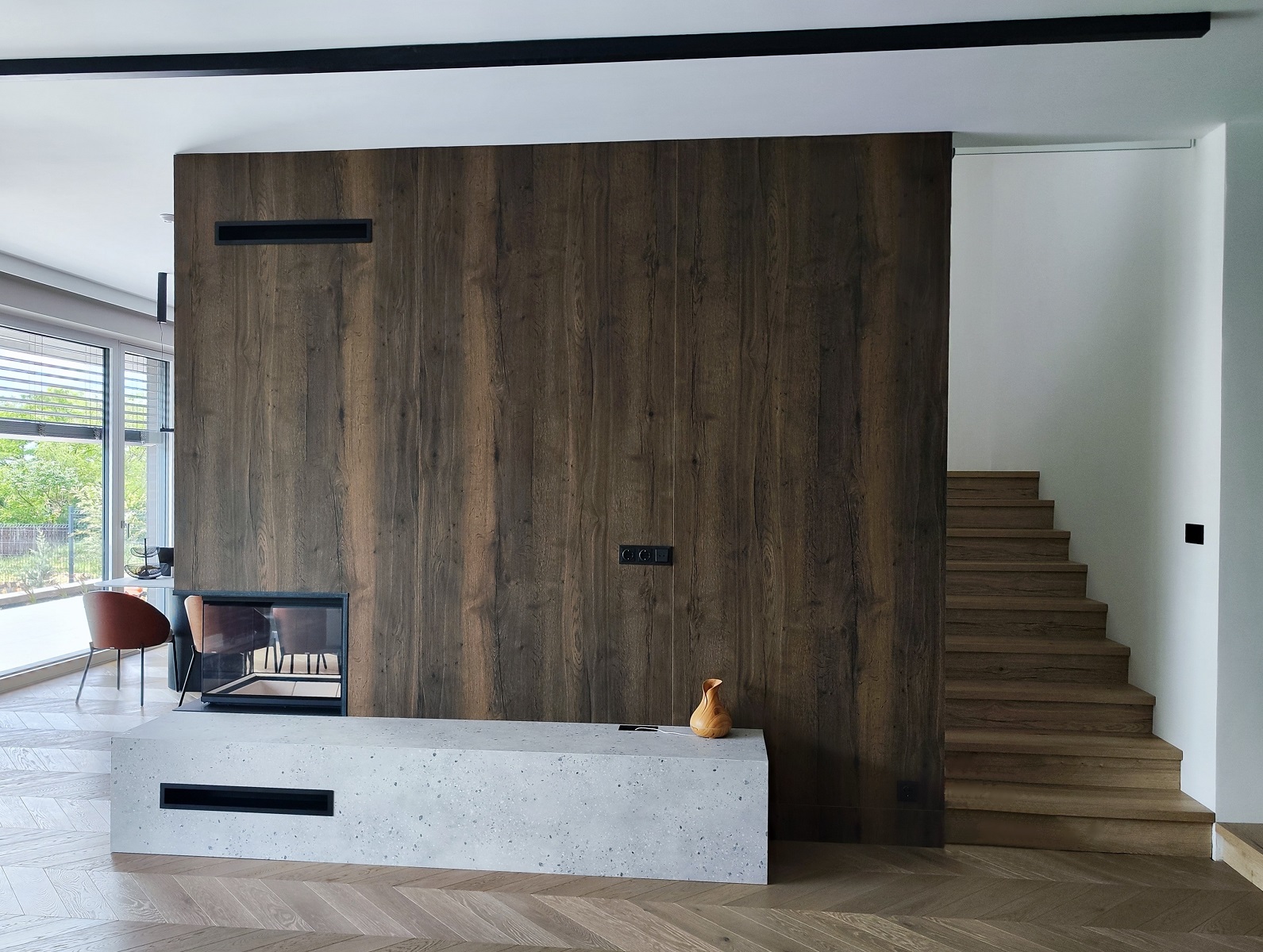 192. Modern kandalló, Brunner Panorama Kamin 3 oldalon üveges tűztérrel, Szabó Kandalló