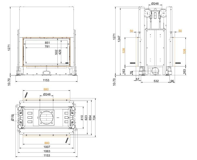 BRUNNER STIL TUNNEL 53/88 kandalló tűztér 2x feltolható ajtó